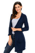 Sexy Navy 3/4 Sleeve Open Front Casual Knit Sweater